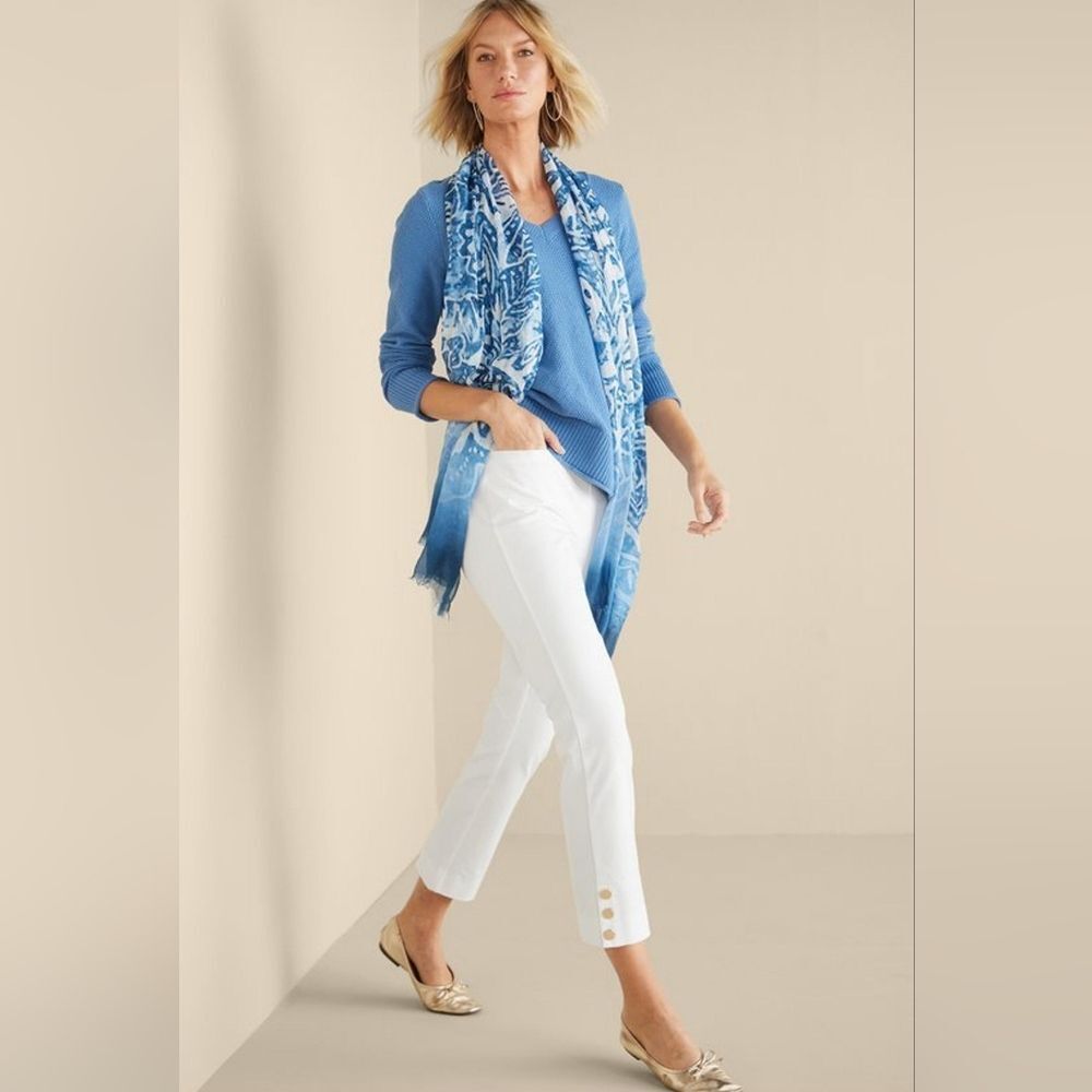White Slim Leg Crop Women's Pants